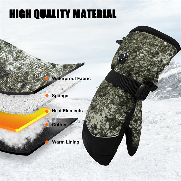 Waterproof Rechargeable Electric Heated Mittens Gloves for Ski Snowboarding MTECG015