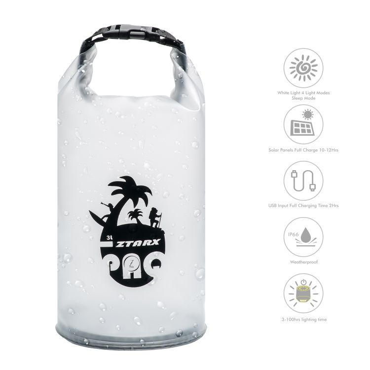 Solar Portable FoIdable Inflatable IP66 Waterproof Phone Charger Lanterns 4 Light Modes 3L Dry Bag MSO-39