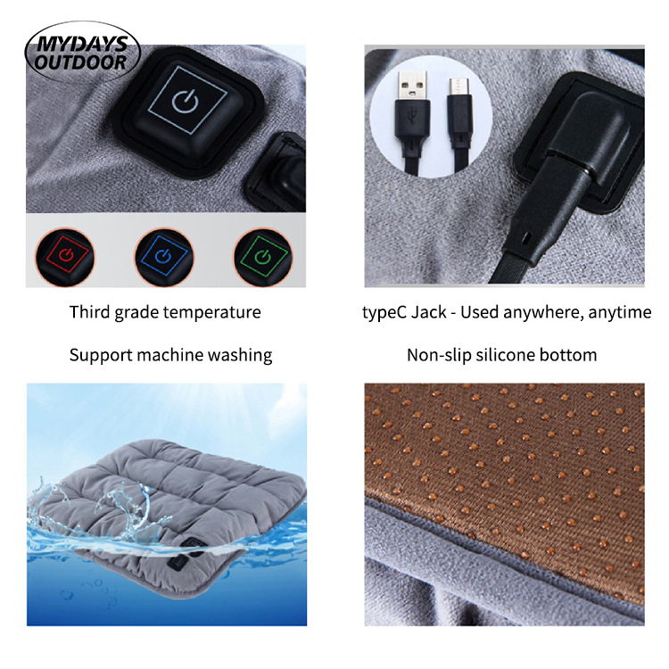 Electric Heating Pad with Timer Portable Heated Stadium Seat Cushion