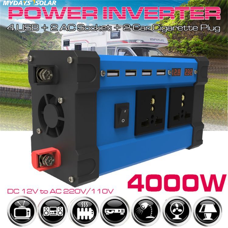 Portable Compact 4 USB Charging 2 AC Outlets 300W 500W Solar Inverter MSO-10
