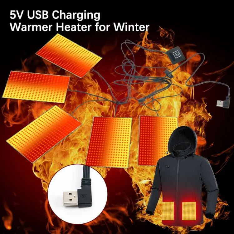 Waterproof Carbon Fiber Heater Sheet USB Powered Clothes Vest Heating Pad MTECE006
