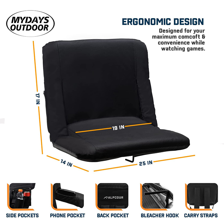 Wide Stadium Cushion With Armrests Padded Back Support MTECC011